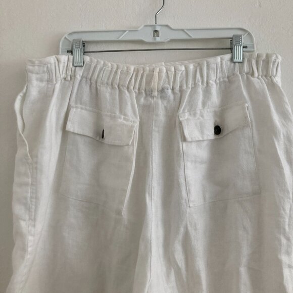 Charter Club 100% Linen White Cropped Pants Katherine Fit Beach Coast Size 16W - Picture 7 of 9